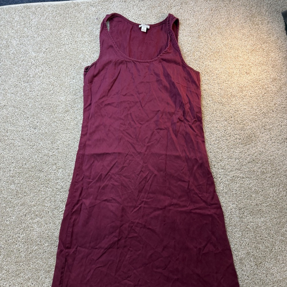 J.CREW Dress Womens 2 Red Solid Sleeveless Scoop Neck Tank Midi Casual Lyocell
